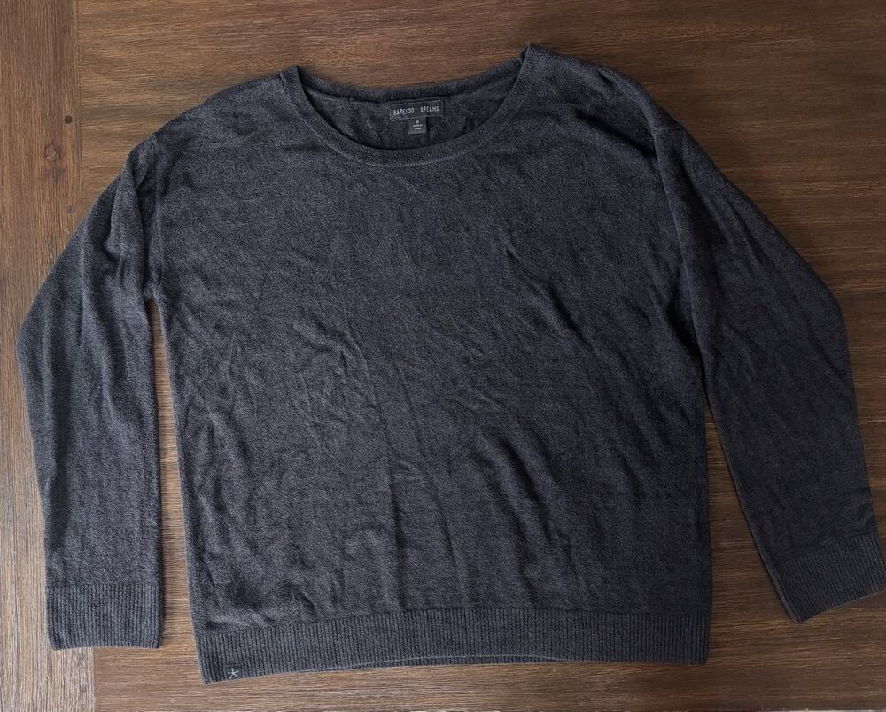 Barefoot Dreams Sweater Womens Medium Relaxed Charcoal Gray CozyChic Ultra Lite